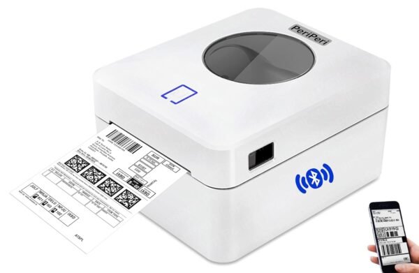 PeriPeri T02 4inch USB+BT Direct Thermal Label Printer Printer for Any Size Shipping Labels Barcodes Compatible with Android iOS Windows (USB+BT) 1 Year Warranty