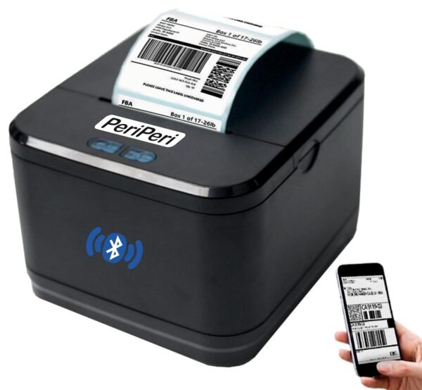 PeriPeri 2inch L+R 58mm Direct Thermal Label + Receipt Printer for Print Labels & Receipts Compatible with Android, iOS, Windows (USB + Bluetooth)