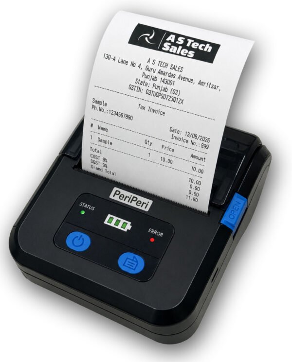 PeriPeri 3inch Advanced V2.0 USB+Bluetooth Receipt Thermal Printer, Ink-free Portable Printer for Print Receipts Bills Compatible with Android, iOS, Windows & Mac. 1 Year Warranty